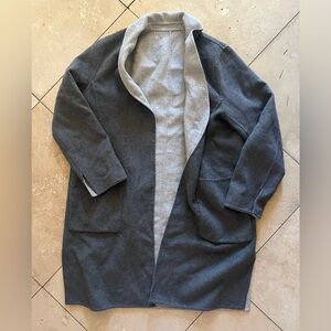 Charcoal Open-Front Trench Coat